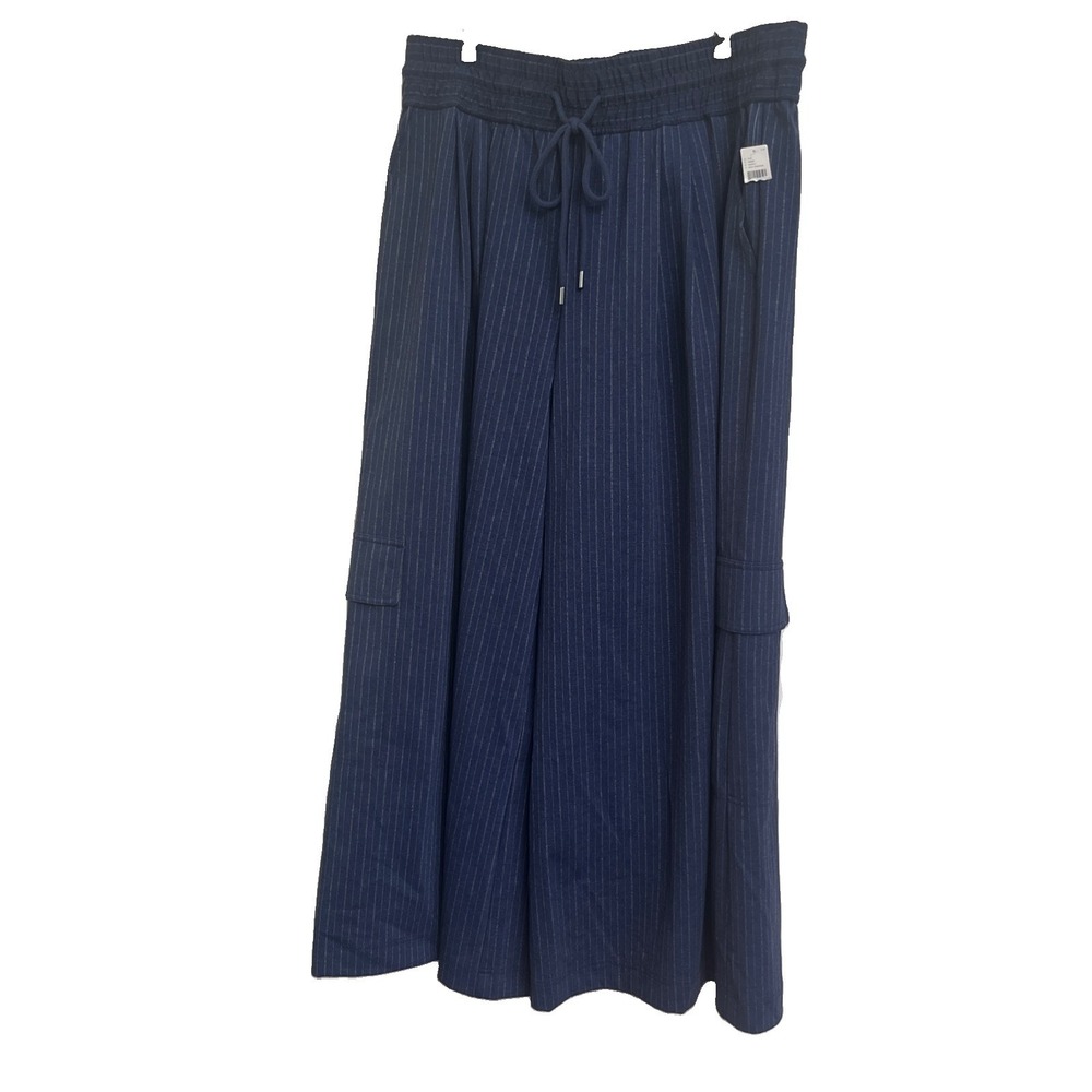 Maeve Anthropologie Trousers Blue Stripe Size XL Ultra Wide Leg Pull On Pants